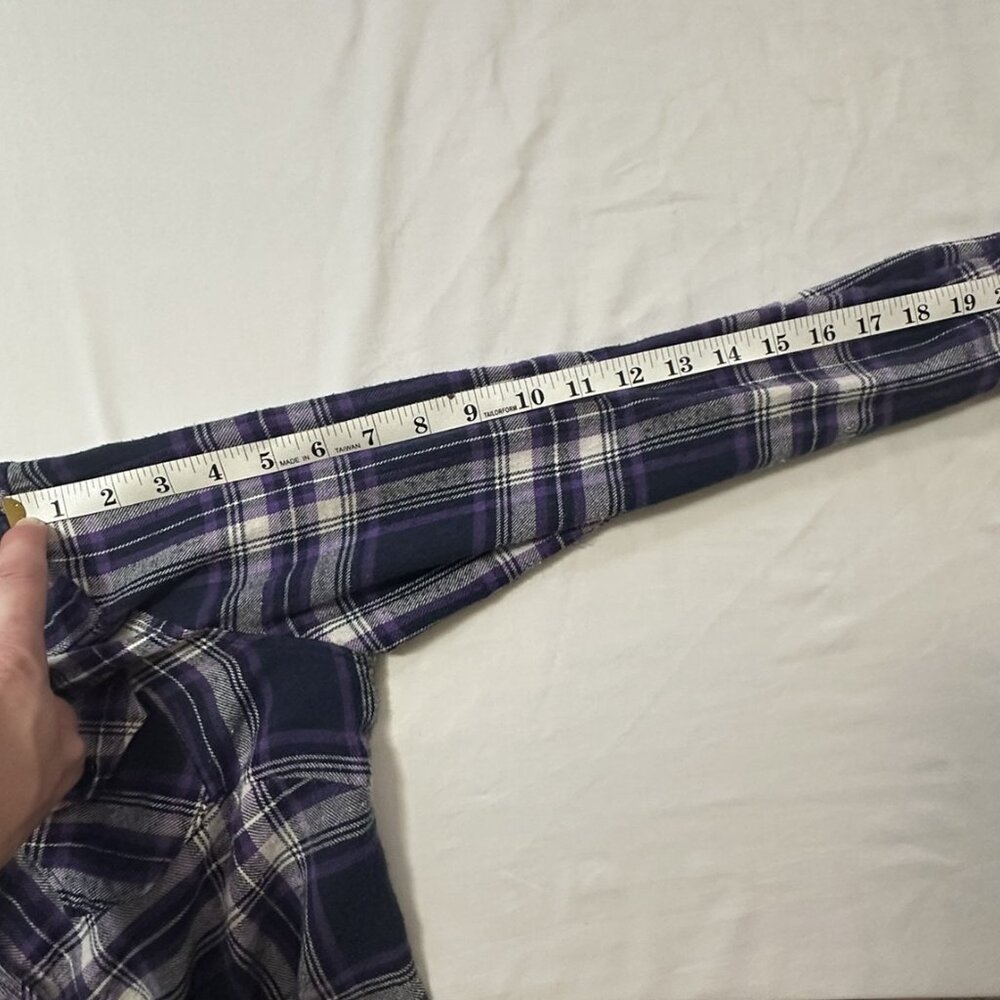 Forever 21 Purple Plaid Western Flannel Shirt - 100% Cotton - Size Small Petite - Picture 8 of 10